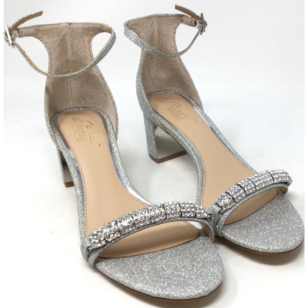 Jewel Badgley Mischka Charlee Women's Size 8 Rhinestone Block Heel Sandals - Picture 2 of 7